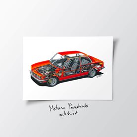 Plakat rysunek BMW 3 E21